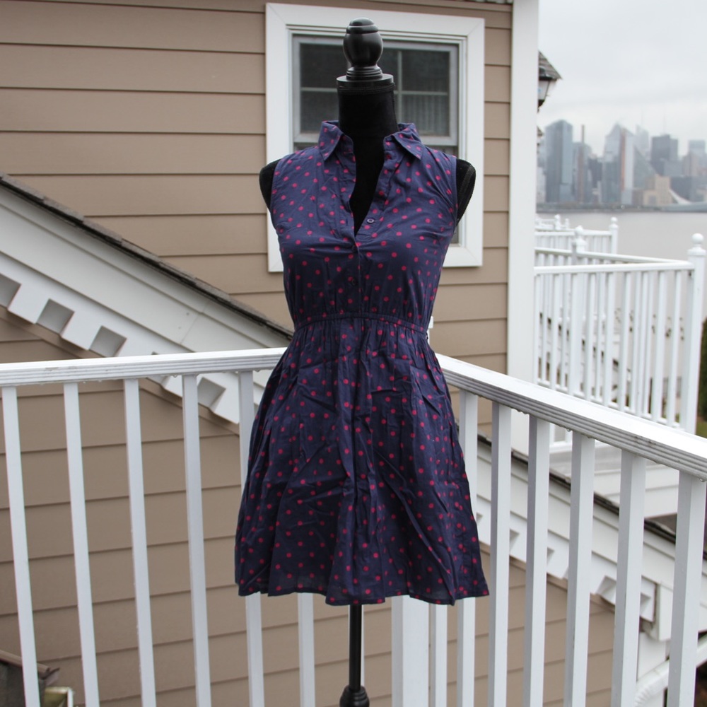 Blue Polka dot dress vintage style